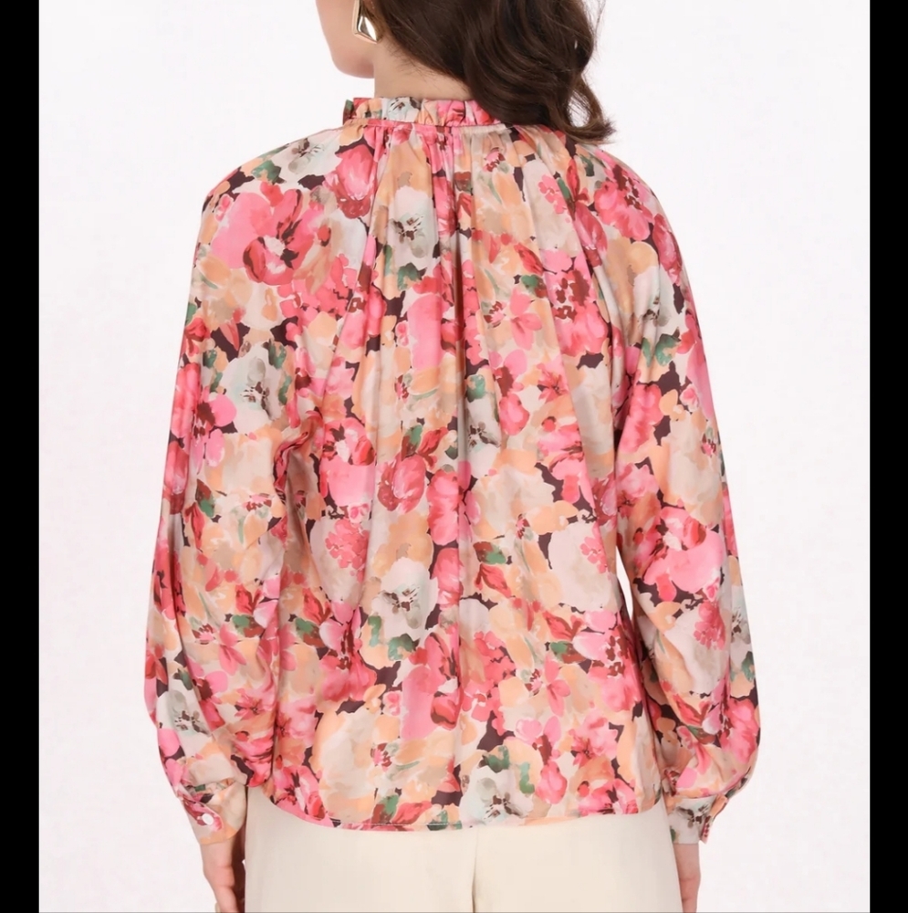 Easy Clothes Floral Ruffle Blouse - Picture 15 of 15